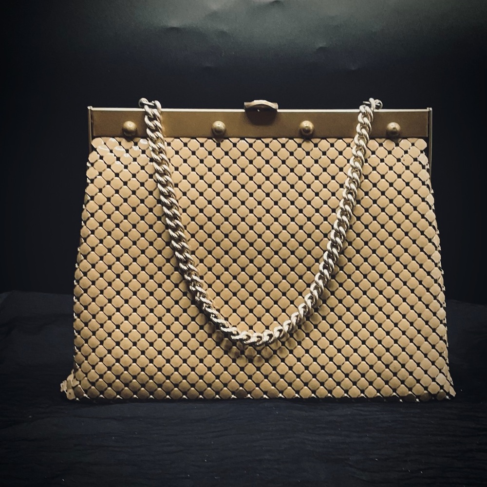 Whiting & Davis Gold Mesh Shoulder Bag with Chain Strap